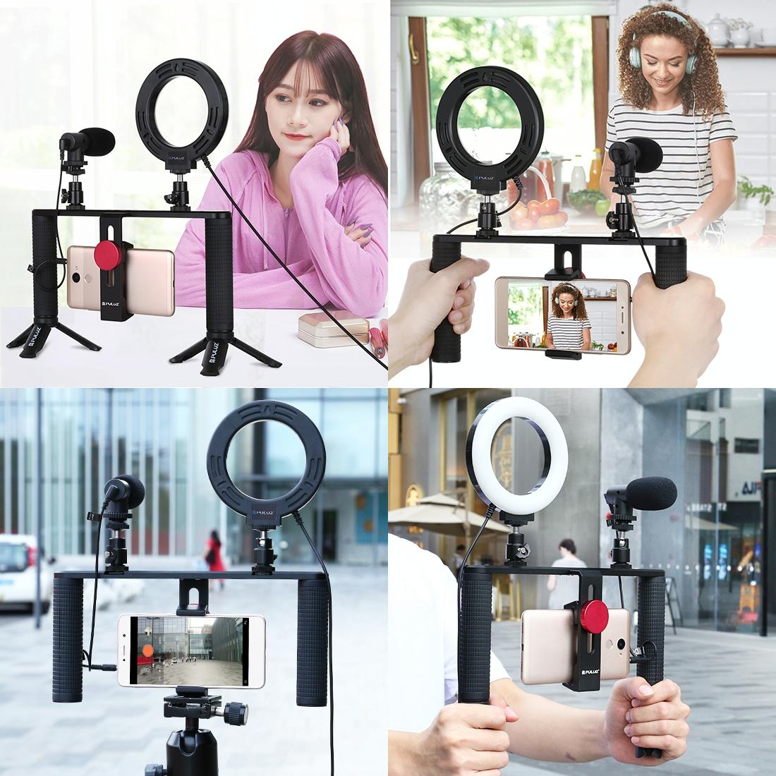 4 In 1 Vlogging Kit With 4.7 Ring Light Mic Tripod & Stabilizer