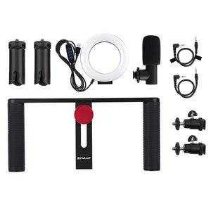 4 In 1 Vlogging Kit With 4.7 Ring Light Mic Tripod & Stabilizer