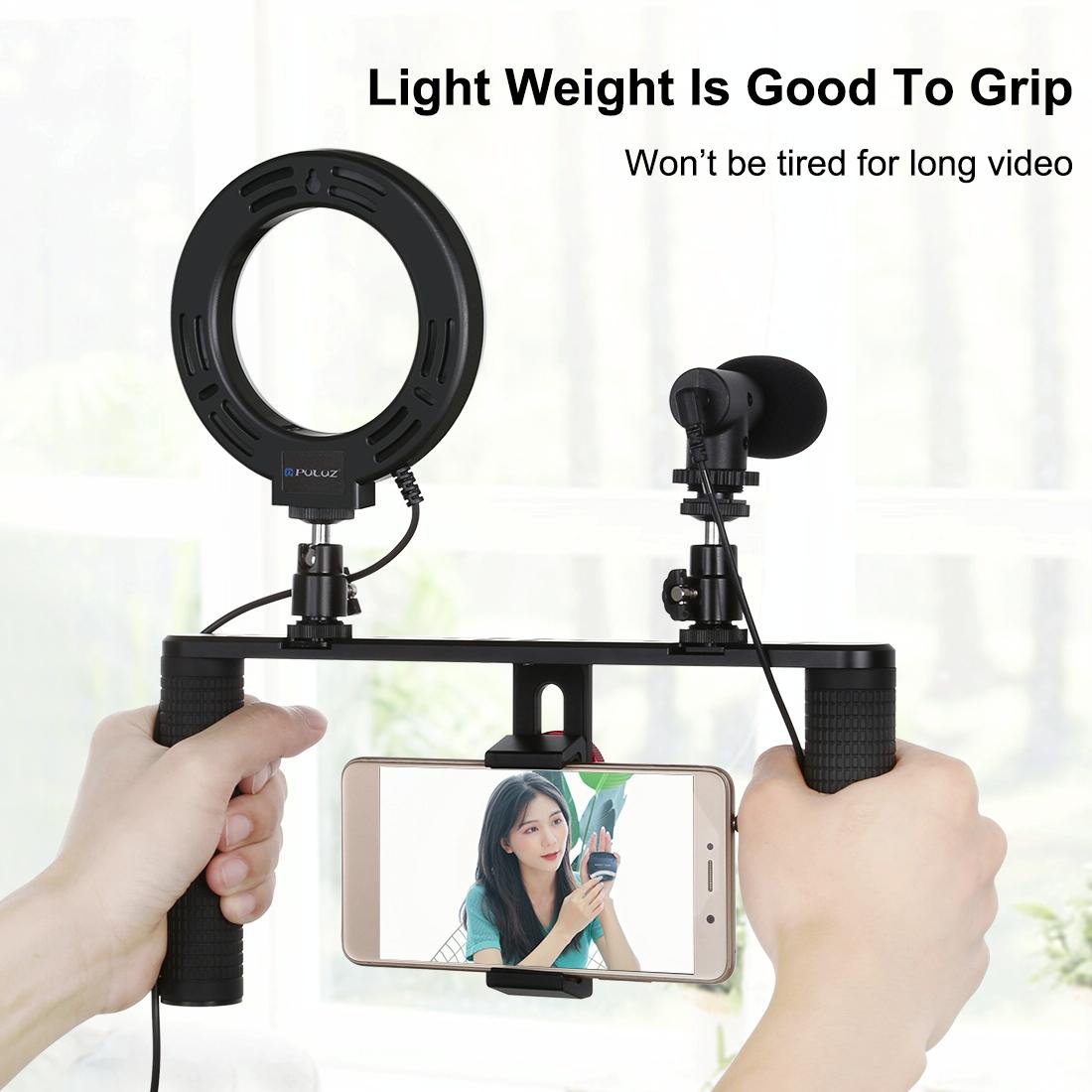 4 In 1 Vlogging Kit With 4.7 Ring Light Mic Tripod & Stabilizer