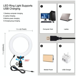 4 In 1 Vlogging Kit With 4.7 Ring Light Mic Tripod & Stabilizer