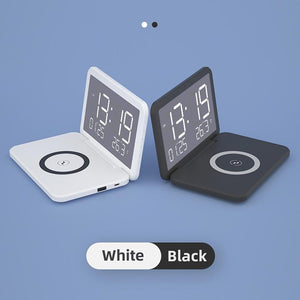 Foldable Desk Calendar Clock With Wireless Charger & Alarm Black