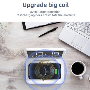 Foldable Desk Calendar Clock With Wireless Charger & Alarm Black