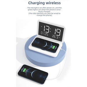 Foldable Desk Calendar Clock With Wireless Charger & Alarm Black