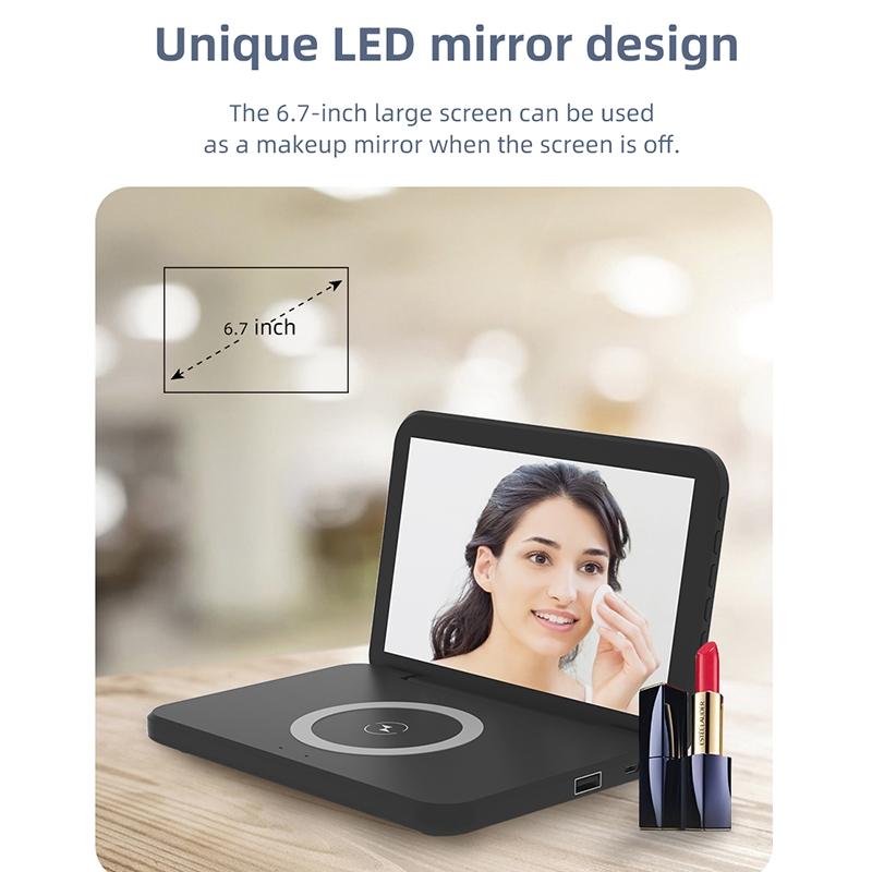 Foldable Desk Calendar Clock With Wireless Charger & Alarm Black