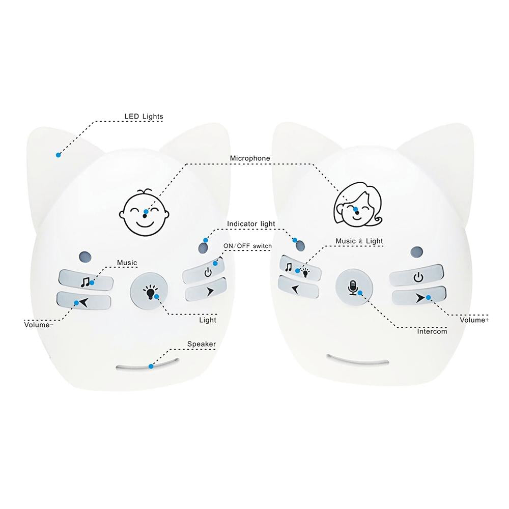 Wireless Audio Baby Monitor With Voice Intercom And Night Light White