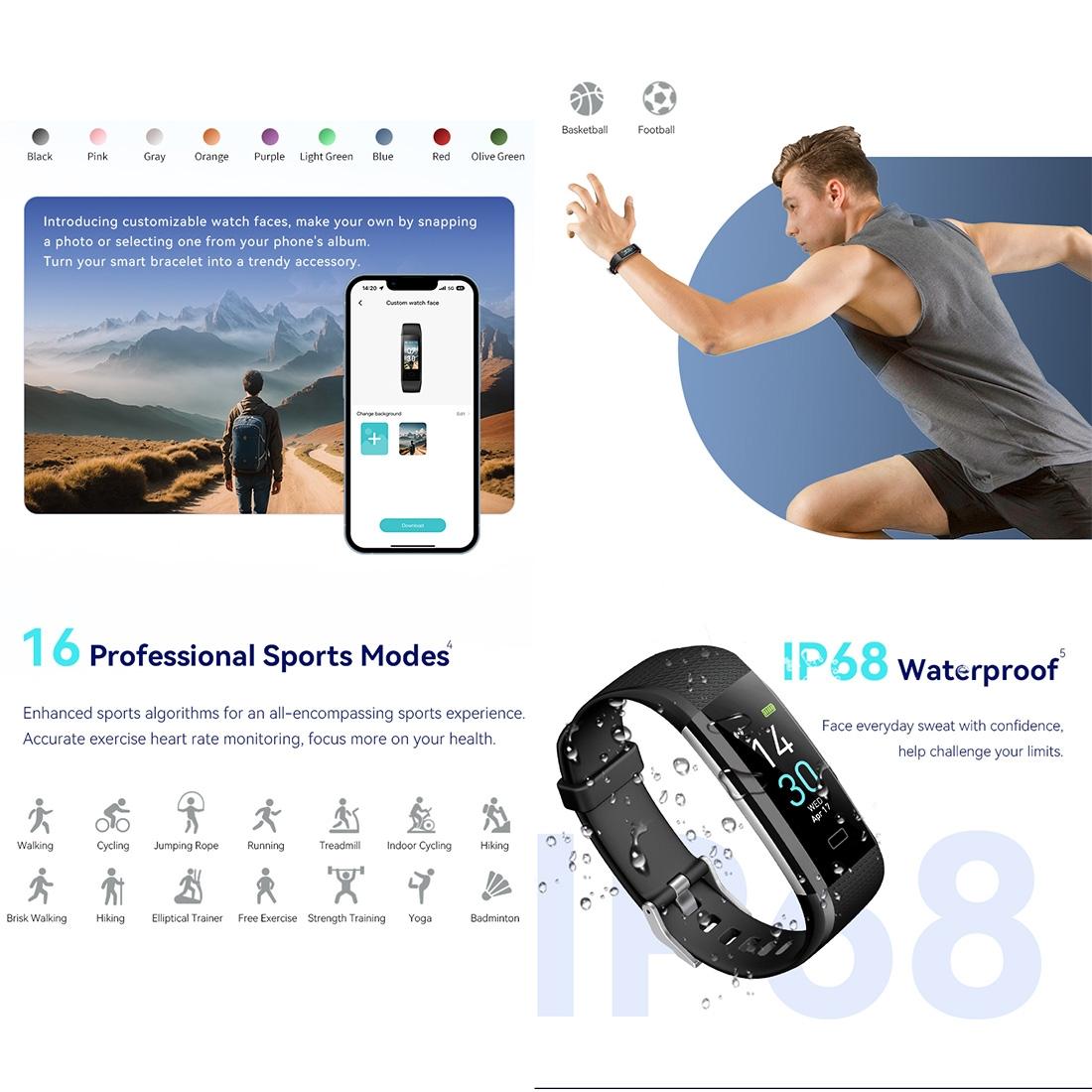 Waterproof Fitness Tracker Watch With Heart Rate Monitor In White Colour