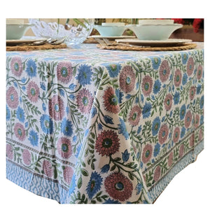 Kolka Kumudani Hand Block Printed Tablecloth Pink