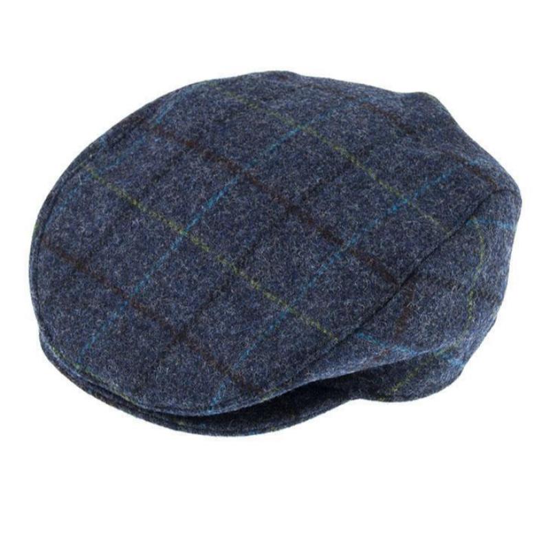 Dents Abraham Moon Tweed Flat Cap Wool Ivy Hat Driving Cabbie Quilted 1 3038 Blue X Large