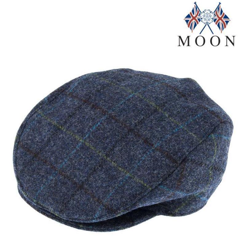 Dents Abraham Moon Tweed Flat Cap Wool Ivy Hat Driving Cabbie Quilted 1 3038 Blue X Large