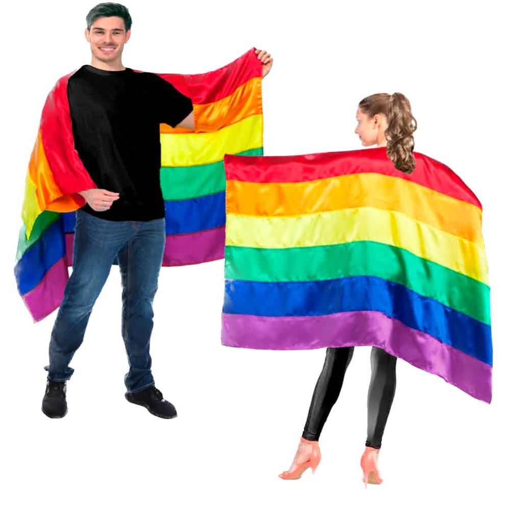 Rainbow Flag Cape Banner Decor Pride Mardi Gras 150Cm X 90Cm