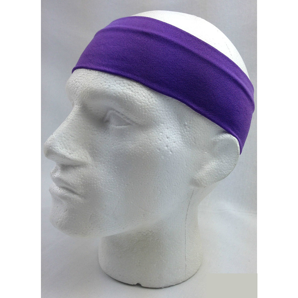 Plain Headband Elastic Stretch Sports Yoga Hair Band Unisex 8Cm Wide Wrap Purple