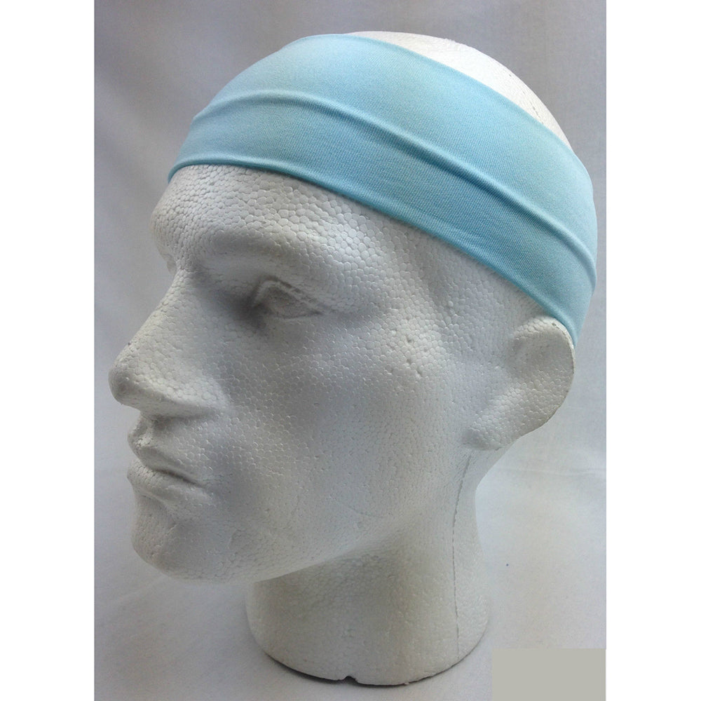 Plain Headband Elastic Stretch Sports Yoga Hair Band Unisex 8Cm Wide Wrap Sky Blue