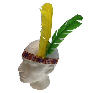 Indian Two Feather Headband Headdress Fancy Dress Native American Costume Party