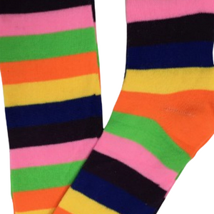 Over The Knee Socks Plain Striped High Thigh Ladies Long Womens Stripey Stocking Pink Rainbow