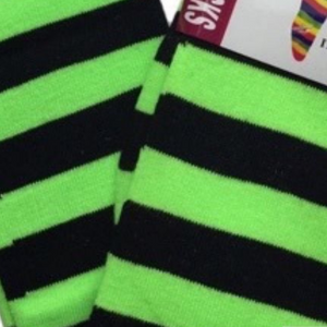 Over The Knee Socks Plain Striped High Thigh Ladies Long Womens Stripey Stocking Green Black