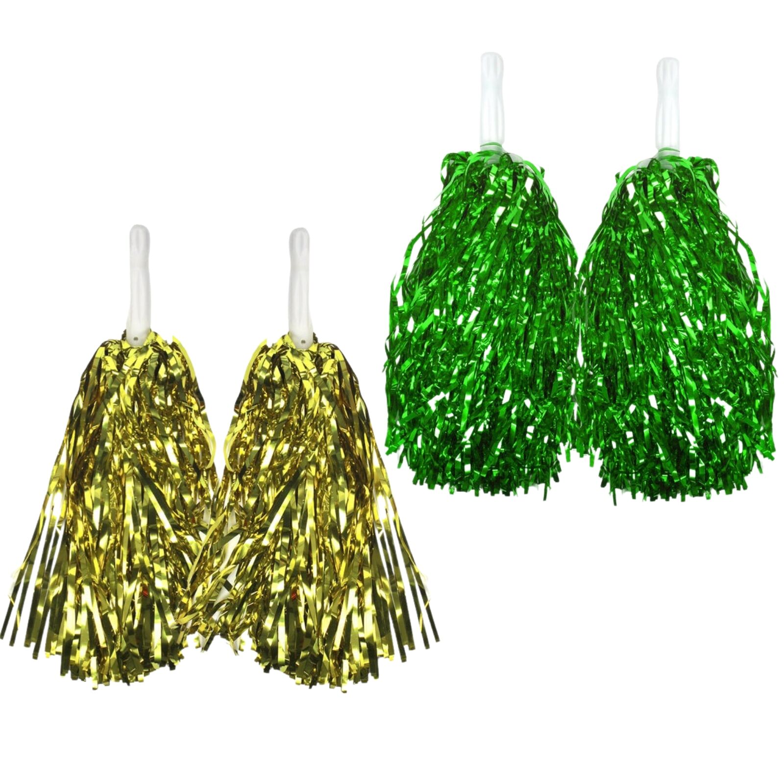 Green & Yellow Metallic Cheerleading Pom Poms 2 Pack (1 Pair Pair) Australia Day