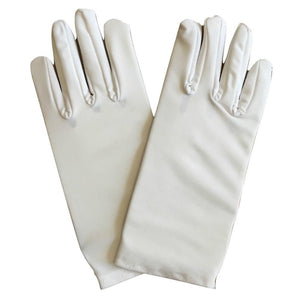 Ladies Short Gloves Costume Party Wedding Bridal Fancy Dress Prom Stretchy White One Size