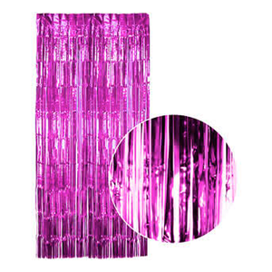 Tinsel Curtain Foil Metallic Fringe Backdrop Party Door Decorations 200Cm X 100Cm Hot Pink