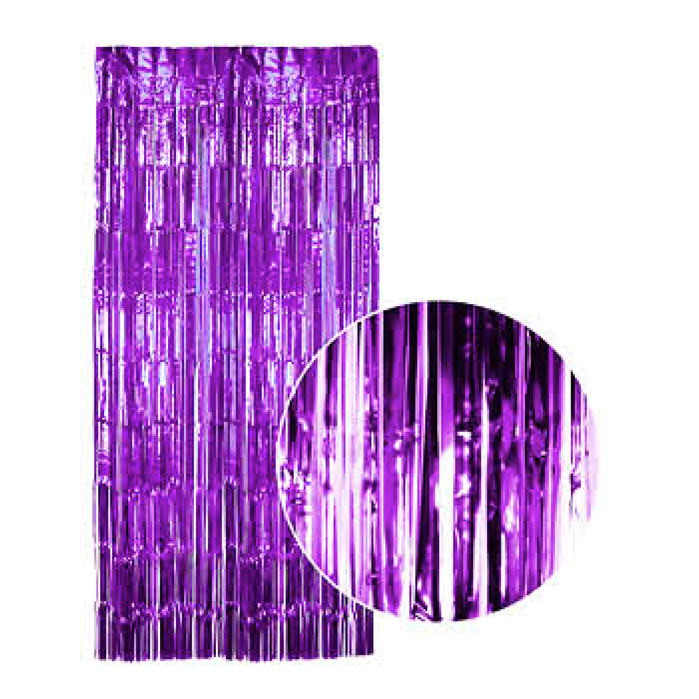 Tinsel Curtain Foil Metallic Fringe Backdrop Party Door Decorations 200Cm X 100Cm Purple