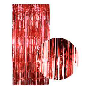 Tinsel Curtain Foil Metallic Fringe Backdrop Party Door Decorations 200Cm X 100Cm Red