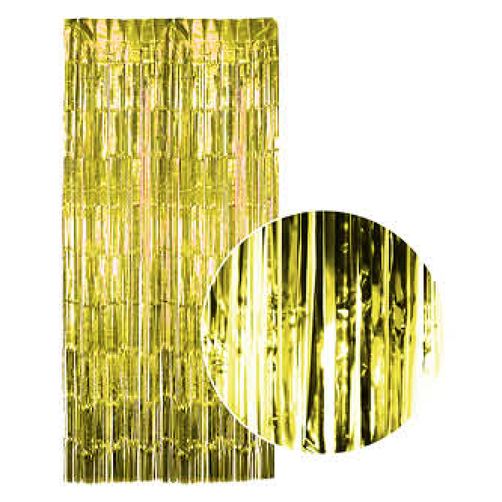 Tinsel Curtain Foil Metallic Fringe Backdrop Party Door Decorations 200Cm X 100Cm Yellow / Gold