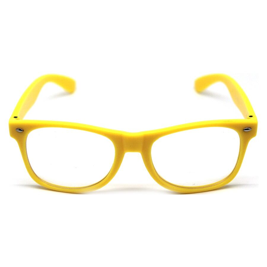 Yellow Party Glasses With Clear Lenses Fun 80S Australia Day Costume