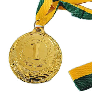 Metal Winner Gold Medal 1St Party Favours Sports Day 40Cm Ribbon Green/Gold