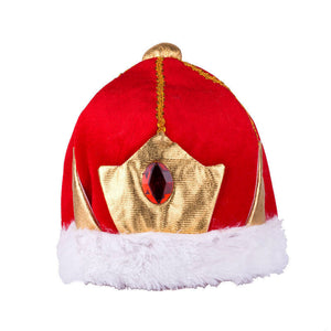 Kings Hat Crown Costume Accessory Halloween Prince Party Dress Soft Gold/Red Cap