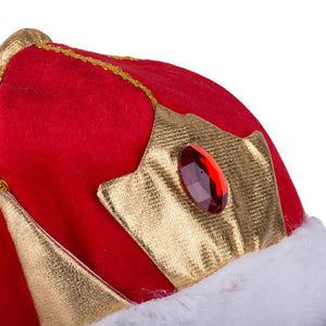 Kings Hat Crown Costume Accessory Halloween Prince Party Dress Soft Gold/Red Cap