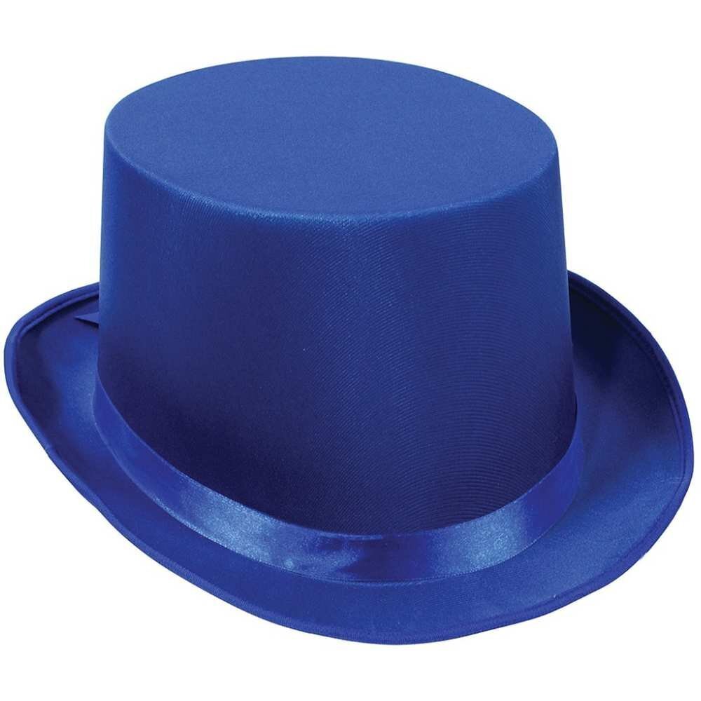 Satin Top Hat Costume Party Cap Fancy Dress Trilby Fedora One Size Blue