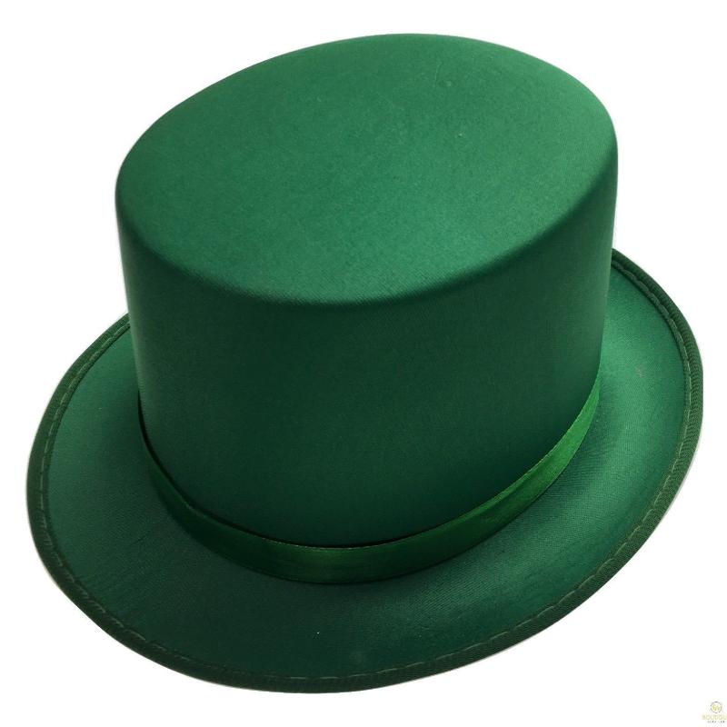 Satin Top Hat Costume Party Cap Fancy Dress Trilby Fedora One Size Green