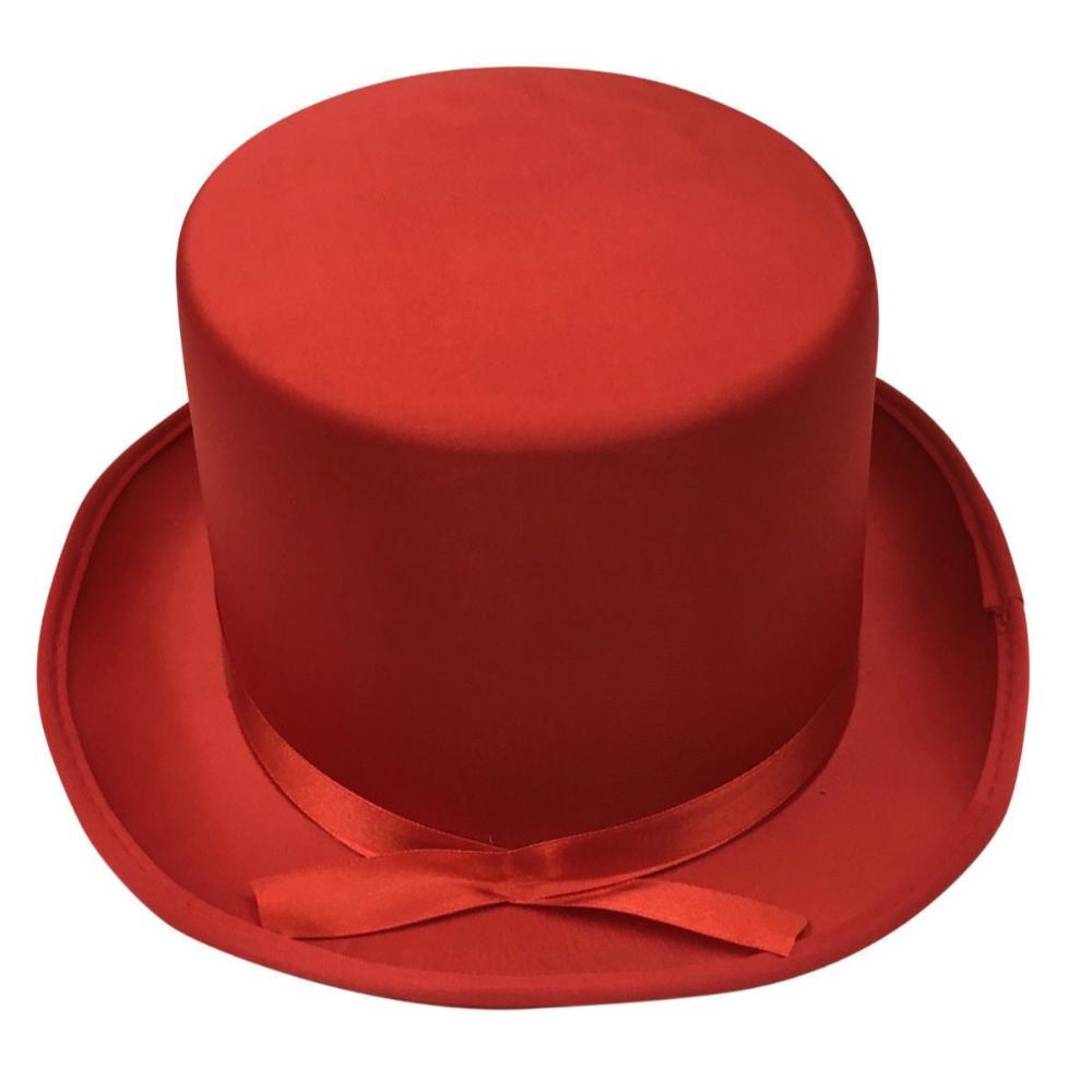 Satin Top Hat Costume Party Cap Fancy Dress Trilby Fedora One Size Red