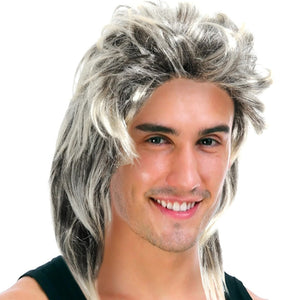 Mullet Wig 80S Party Costume Rock Bogan Punk 70S 90S Hair Ash Blonde Grey