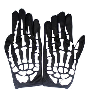 Skeleton Gloves Costume Party Accessory Halloween Horror Fancy Dress Bone Print