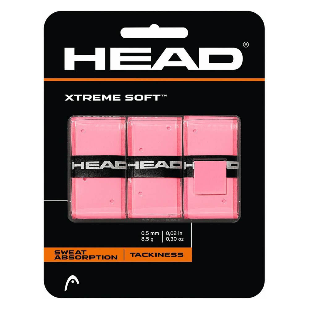 Pack Of 3 Head Xtremesoft Overgrip Tennis Squash Grip Super Tacky Anti Slip Pink