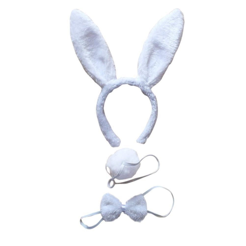 3Pcs Set Animal Costume Dress Up Party Bow Tie Tail Ears Book Week White Rabbit