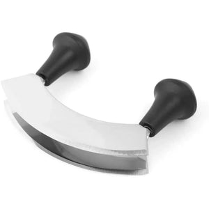Double Stainless Steel Blade Mezzaluna Chopper Board Set Herb Slicer