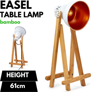 61Cm Bamboo Easel Table Lamp Modern Scandi Designer Desk Light Bedroom Office