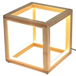 Bamboo Cube Led Lamp Modern Light Minimalistic Scandi Natural