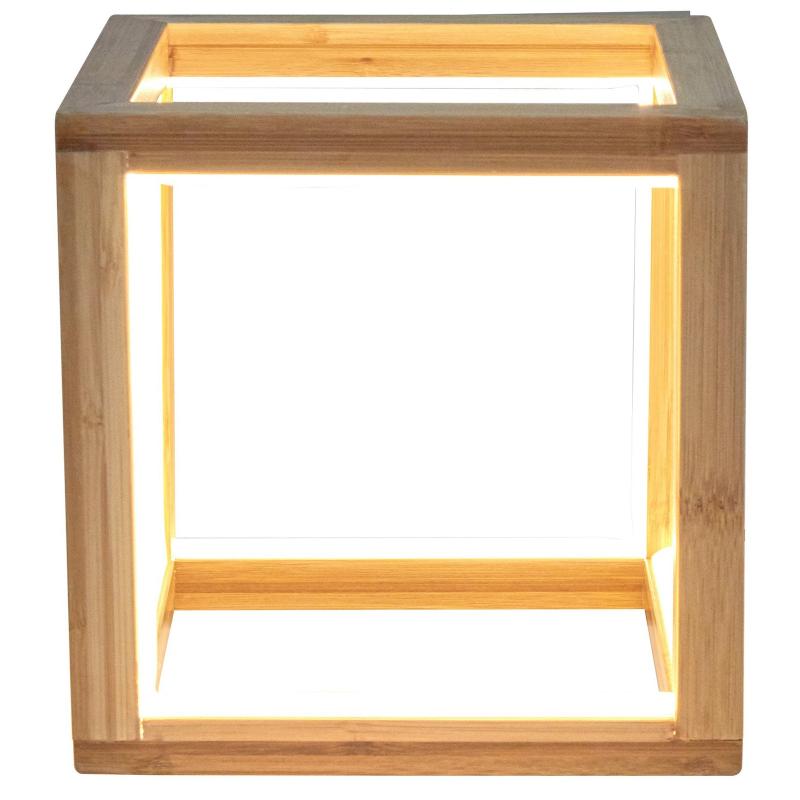 Bamboo Cube Led Lamp Modern Light Minimalistic Scandi Natural