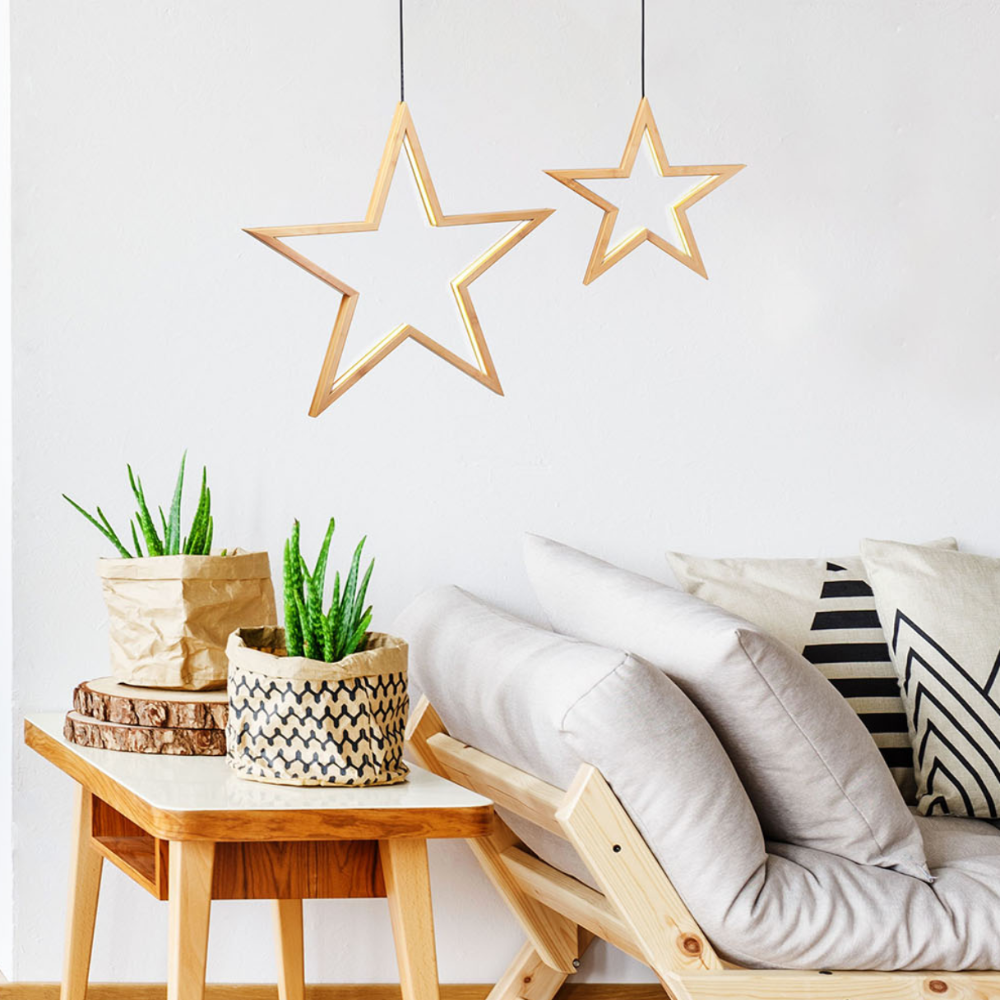 Large Ceiling Bamboo Star Led Hanging Lamp Natural Home Decor Lighting Pendant