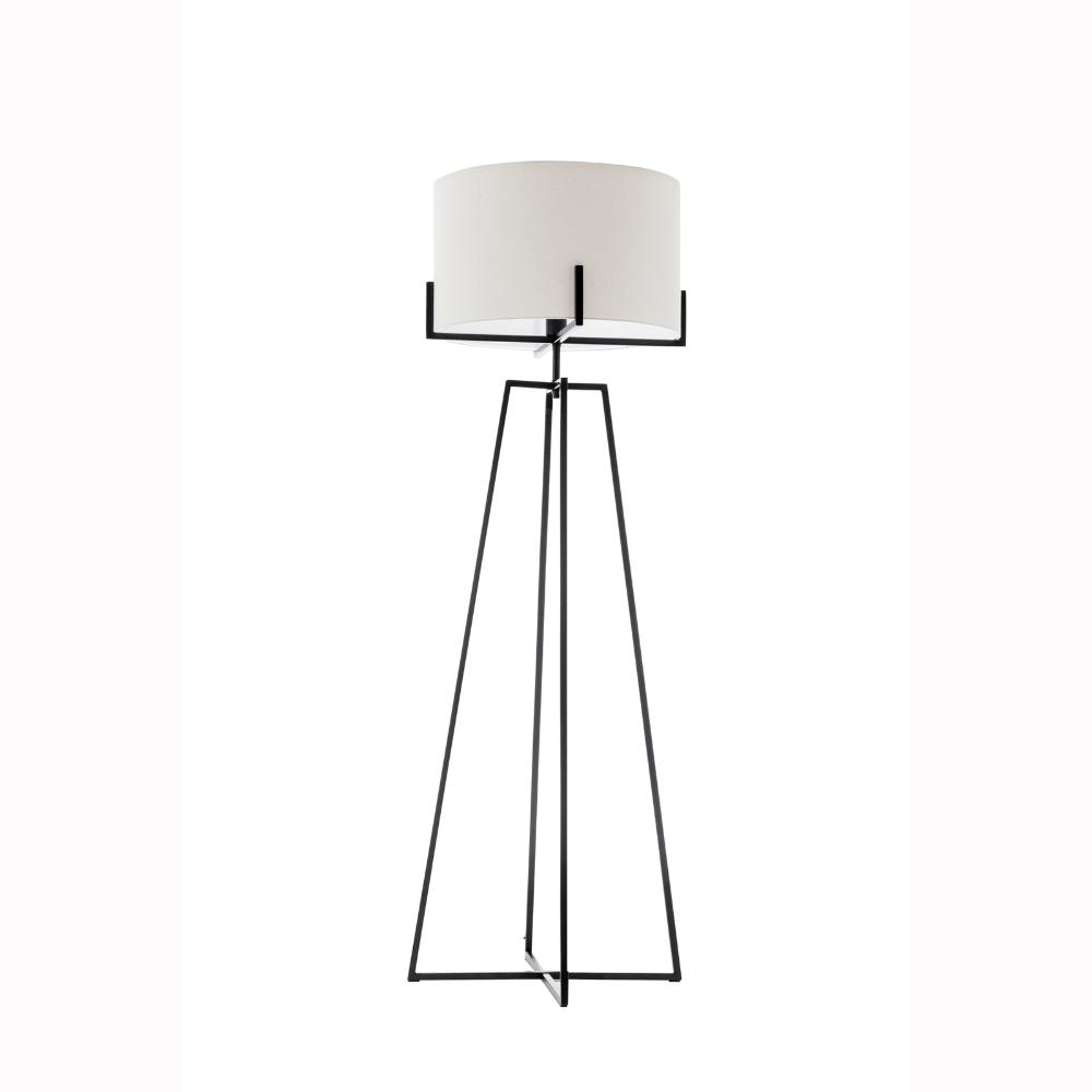 Modern Dimmable Floor Lamp W/ Linen Shade Designer Lighting Matte Black