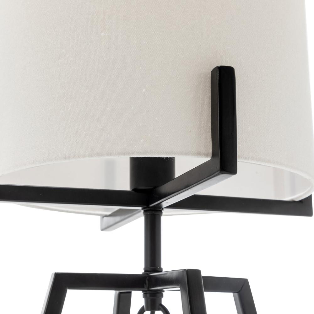 Modern Scandi Metal Dimmable Table Desk Lamp W/ Linen Shade Matte Black