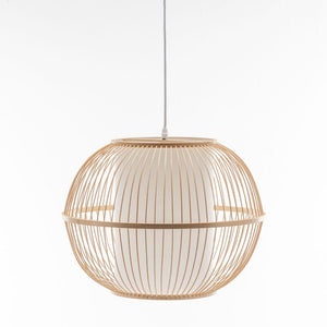 Natural Woven Bamboo Sphere Pendant Lamp Hanging Light Bell Shade Boho Tropical