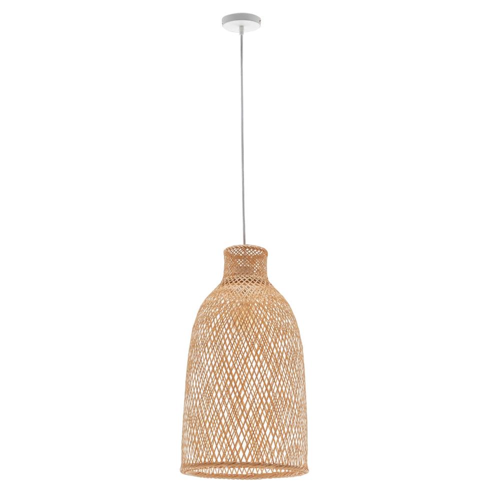 Natural Woven Bamboo Cone Pendant Lamp Hanging Light Bell Shade Boho Tropical