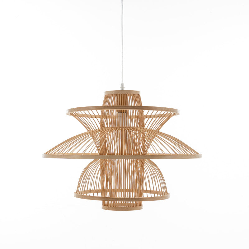 Aurora Natural Hand Woven Bamboo 3 Layer Pendant Lamp Light