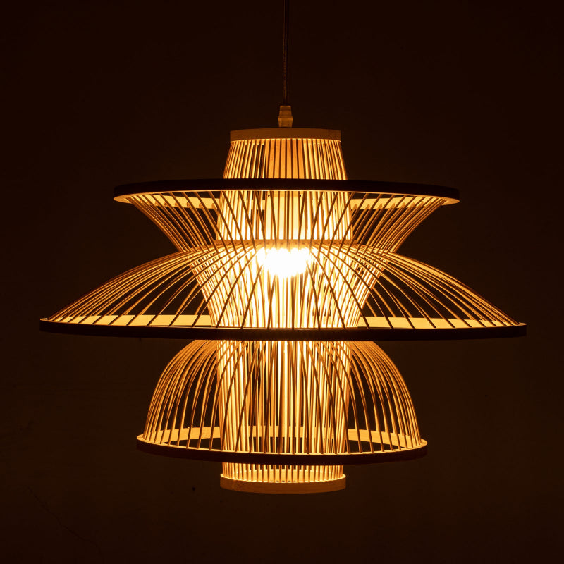 Aurora Natural Hand Woven Bamboo 3 Layer Pendant Lamp Light