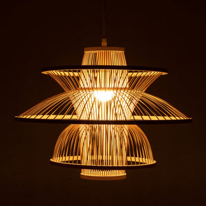 Aurora Natural Hand Woven Bamboo 3 Layer Pendant Lamp Light