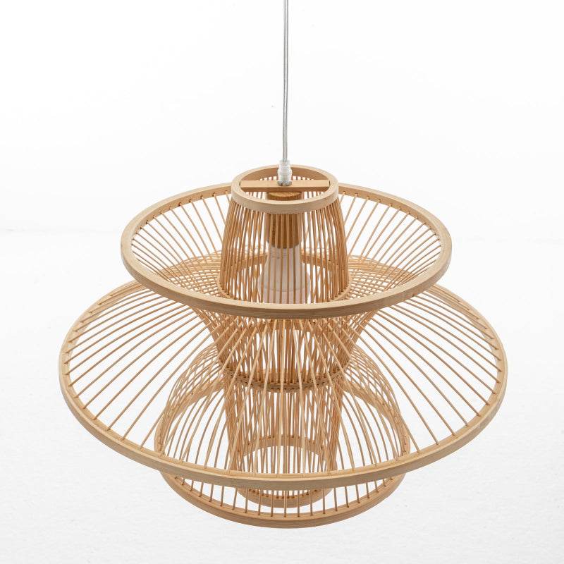 Aurora Natural Hand Woven Bamboo 3 Layer Pendant Lamp Light