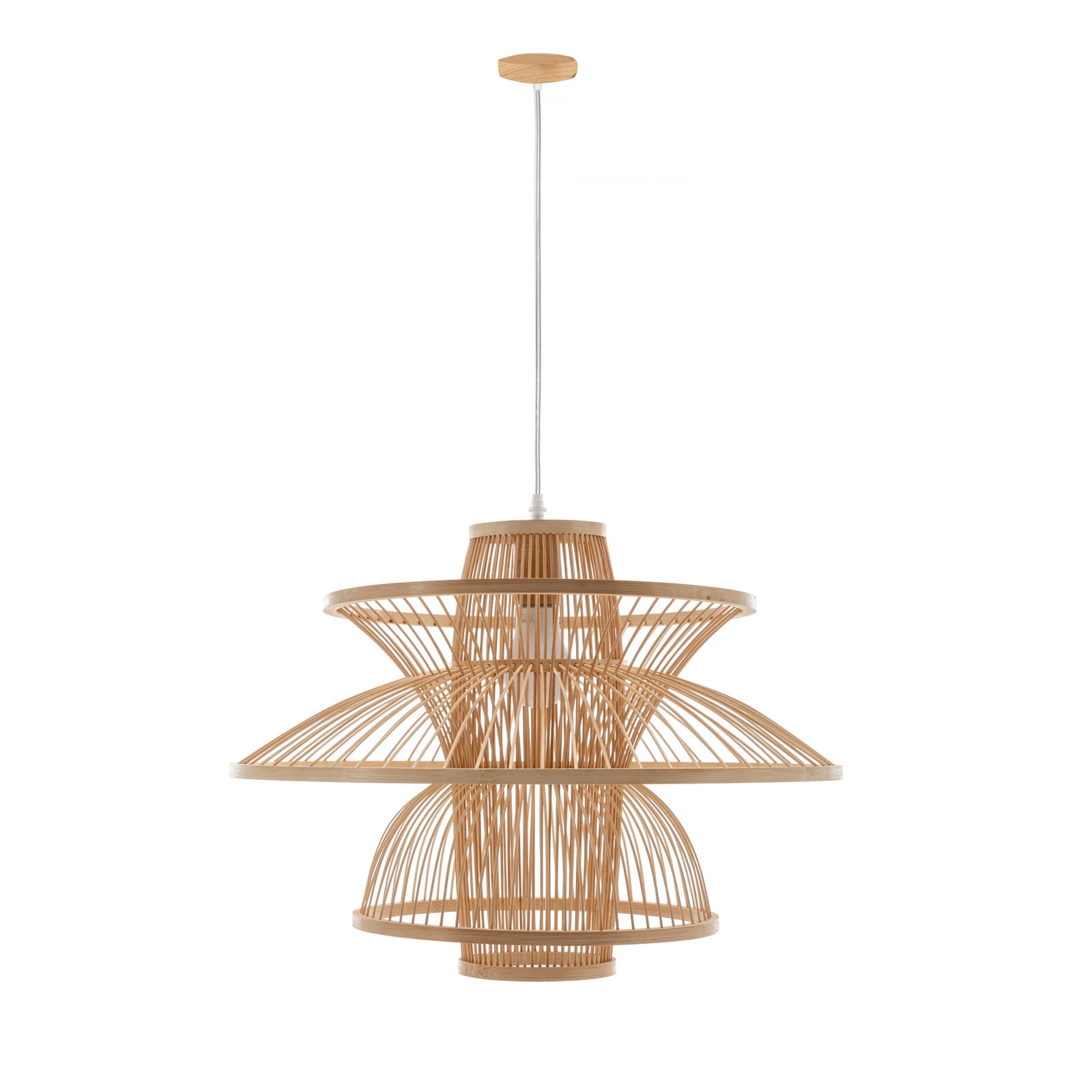 Aurora Natural Hand Woven Bamboo 3 Layer Pendant Lamp Light